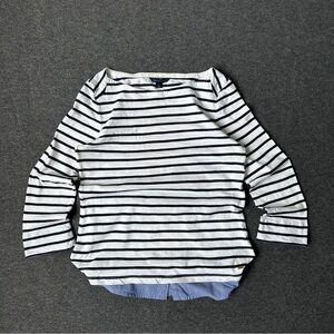 Tommy Hilfiger black and White Striped Long Sleeve Top